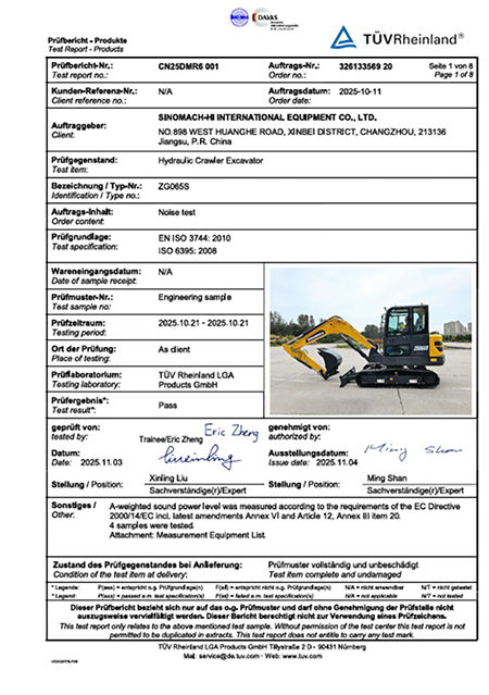 Hydraulic Crawler Excavator Noise Test Report
